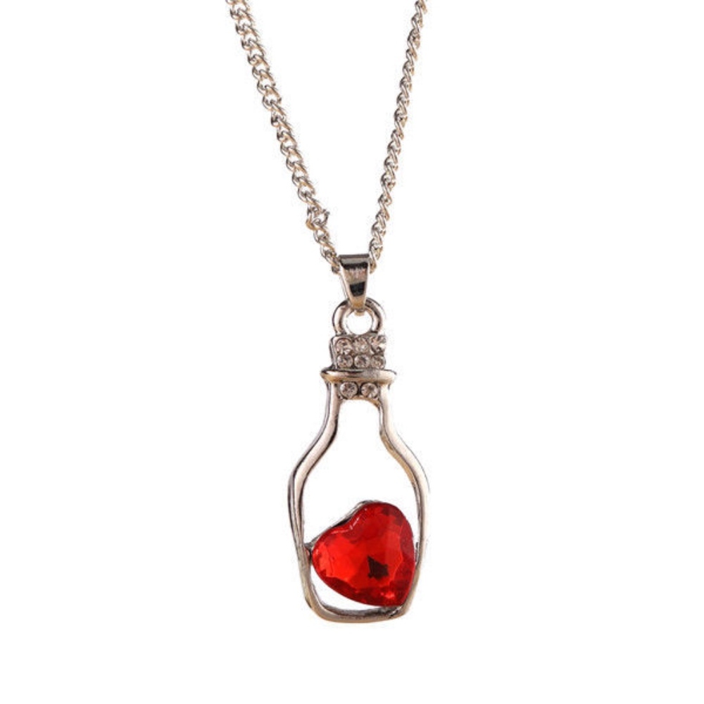 Stunning Chain Choker Drift Bottles Love Heart Red